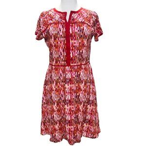 Paper Dolls Women' s Geometric Print Fit& Flair Cotton Dress- Red- Size XL